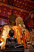 Luang Prabang, Laos - Wat Mai, detail of the Buddha altar inside the sim. 